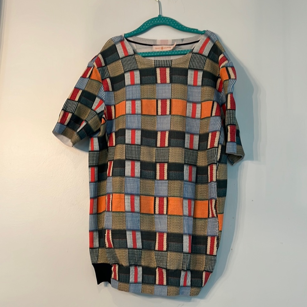 Tory Burch Plaid checkered block design top blouse size XS